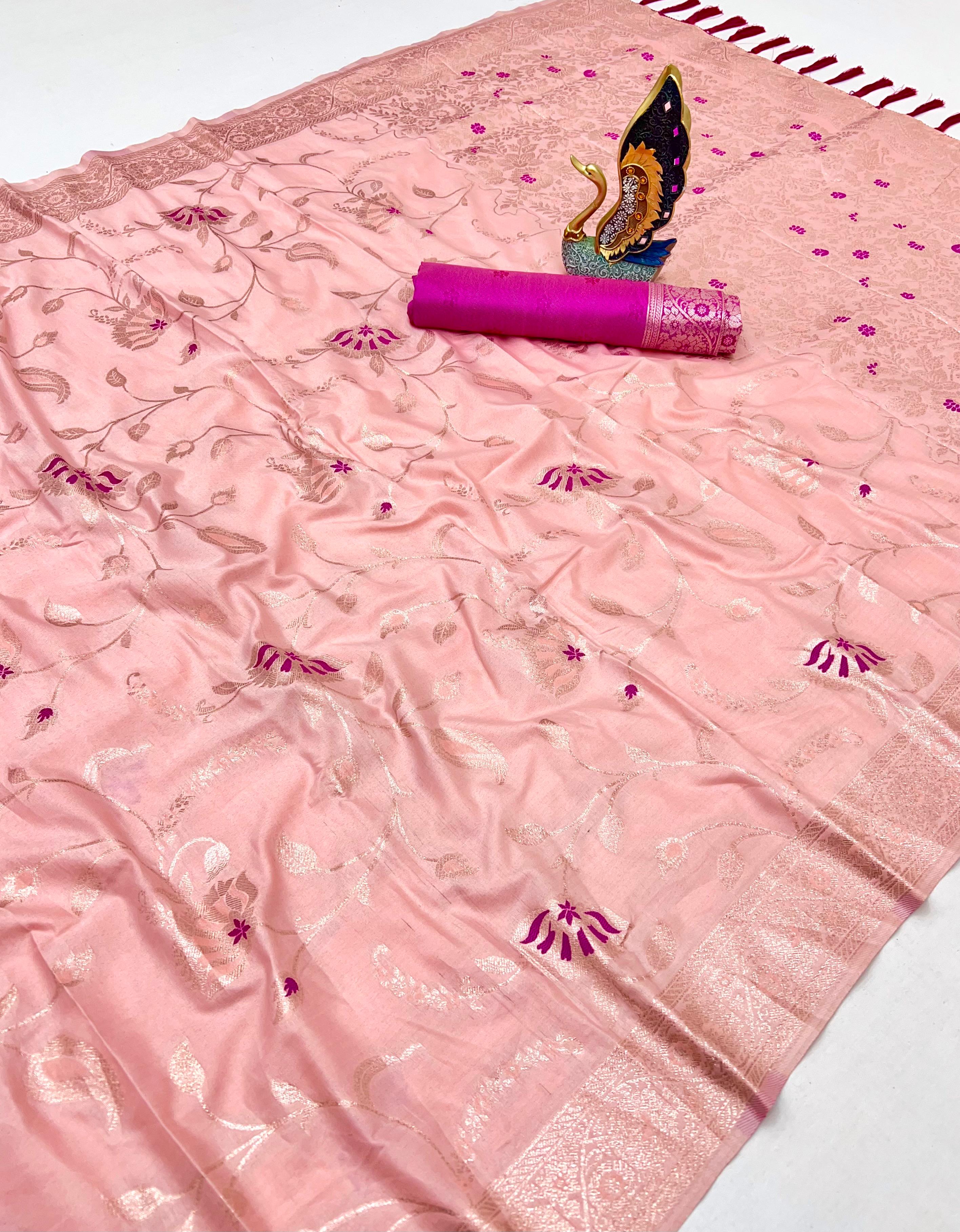✨ Soft Silk Cotton Saree with Banarasi Zari & Meenakari Work ✨